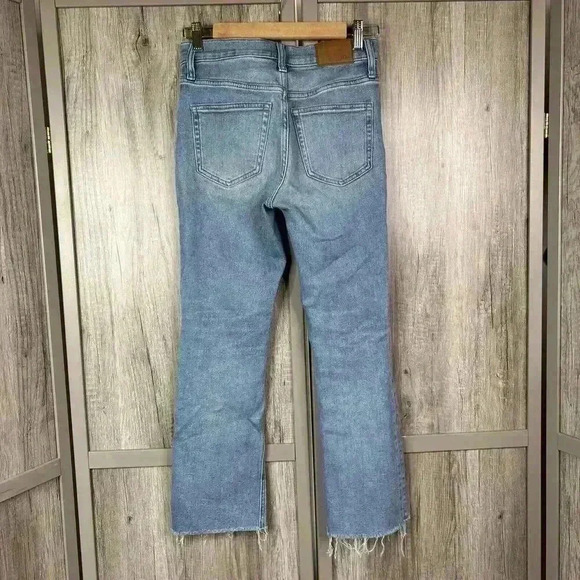 J Crew Demi Boot Cut Jeans Sz 25 Billie Crop Exposed Button Fly Raw Hem - Picture 6 of 10